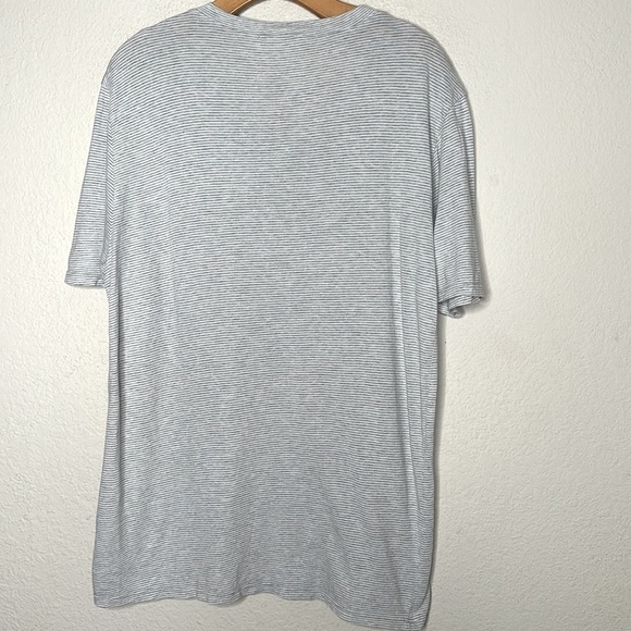 Marine Layer Short Sleeve Henley Supima Cotton Micro Modal Striped Shirt Gray M - Picture 4 of 13